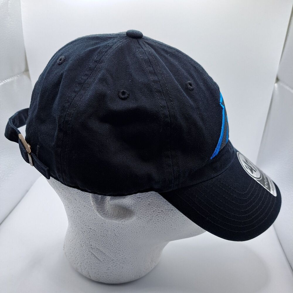 '47 Carolina Panthers Clean Up Black Adjustable Strap Hat Dad Cap - Picture 5 of 10